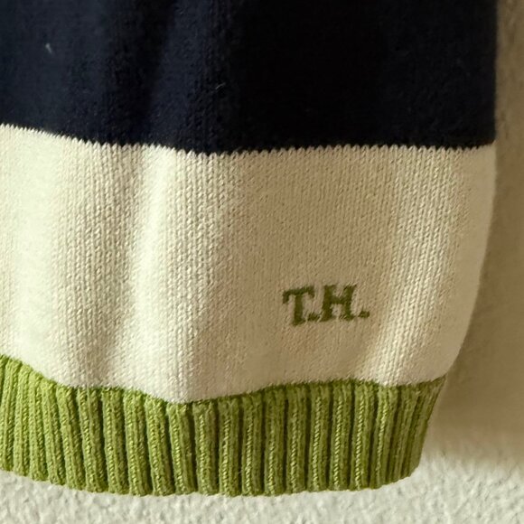Tommy Hilfiger Nautical Striped Lime Green Trim Sweater Size M - Picture 4 of 7